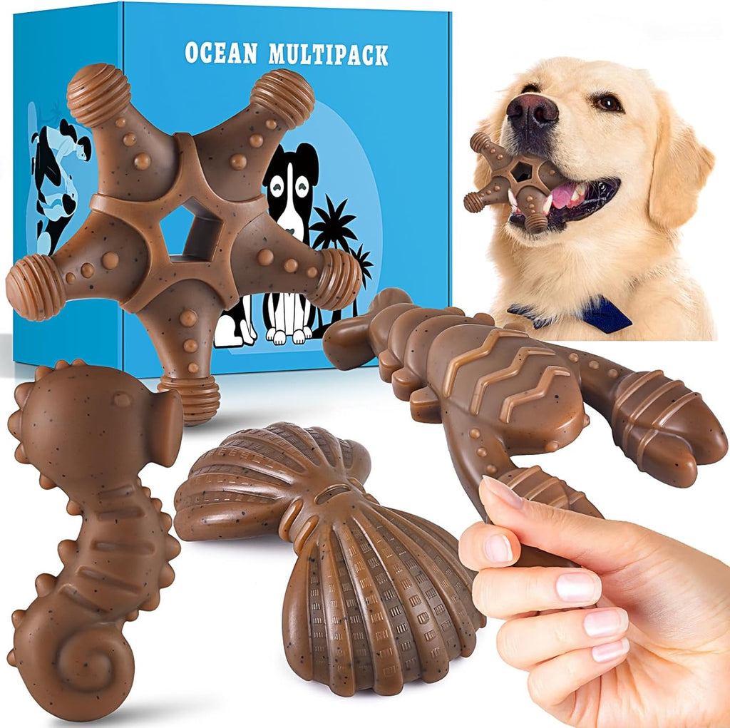 Tough Dog Toys for Aggressive Chewers – 3-Pack Indestructible Nylon Chew Toys for Small, Medium & Large Dogs