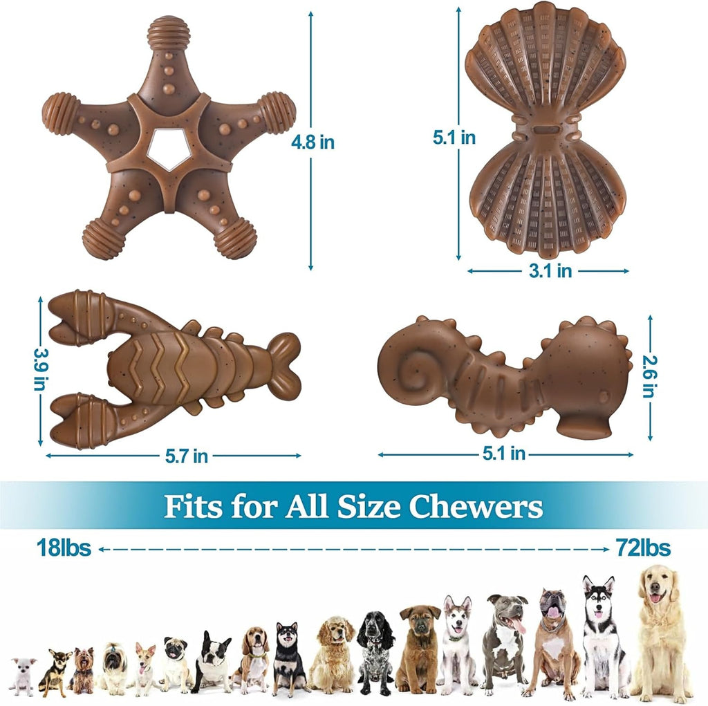 Tough Dog Toys for Aggressive Chewers – 3-Pack Indestructible Nylon Chew Toys for Small, Medium & Large Dogs