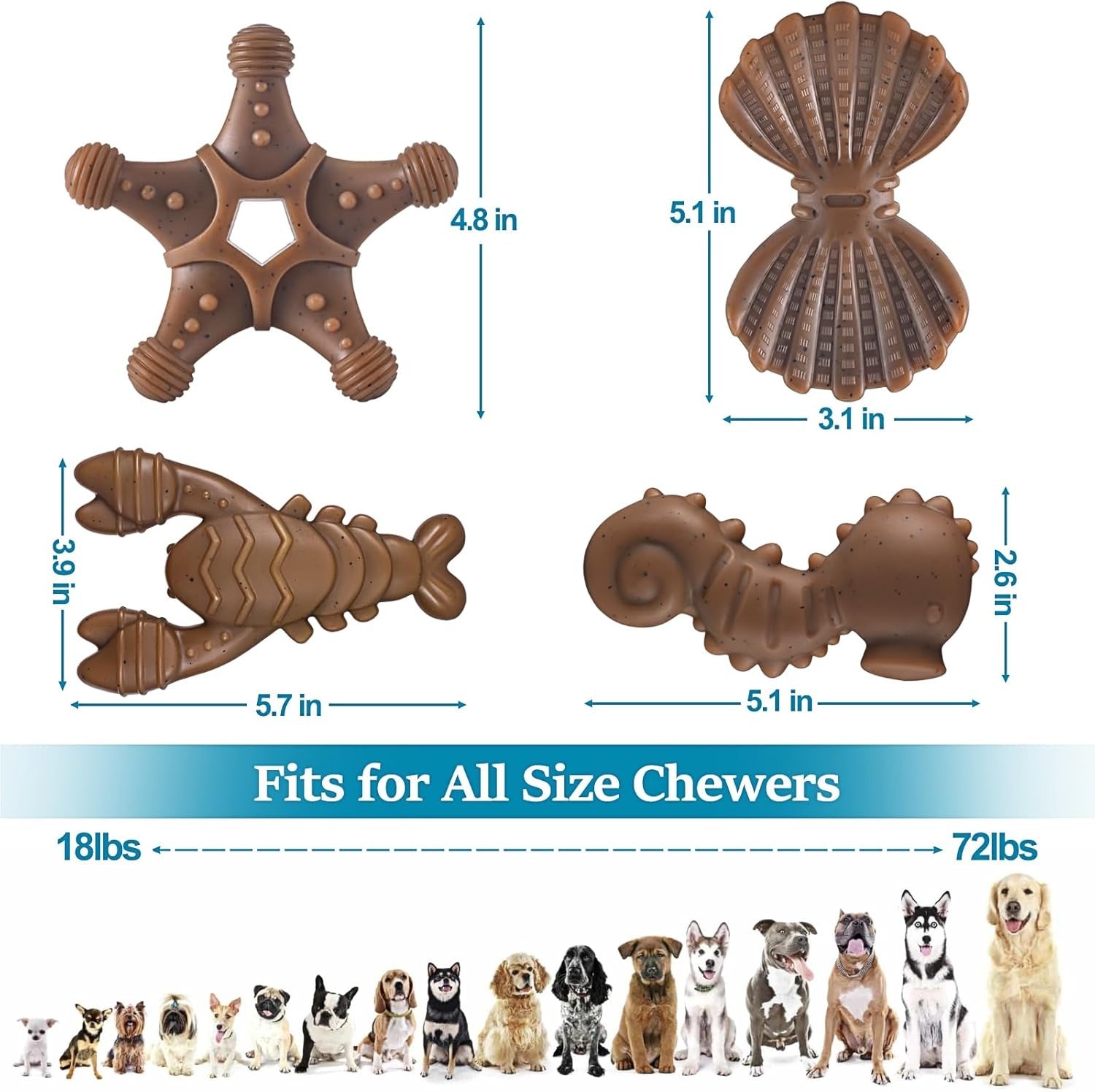 Tough Dog Toys for Aggressive Chewers – 3-Pack Indestructible Nylon Chew Toys for Small, Medium & Large Dogs